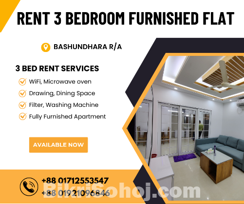 Beautiful Designed 3BHK Apartment RENT In Bashundhara R/A